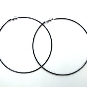 Large Black Hoop Earrings -0