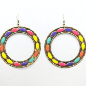 Multicolor Hoop Ring Earrings-0