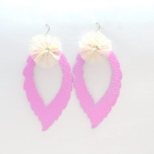 Pink Leaf Chandelier Earrings-0