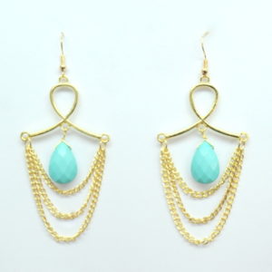 Aqua And Gold Chandelier Earrings-0