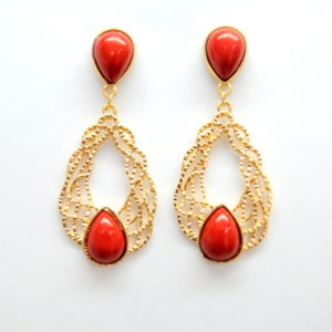 Red Chandelier Earrings-0