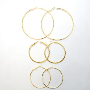 3 Pairs Of Gold Hoop Earrings-0