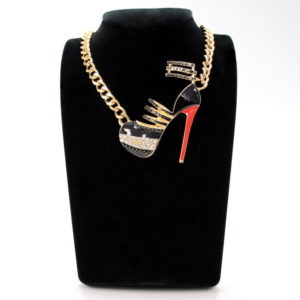 Black And Red Diva Shoe Gold Necklace-0