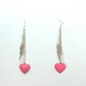 Pink Heart Chandelier Earrings-0