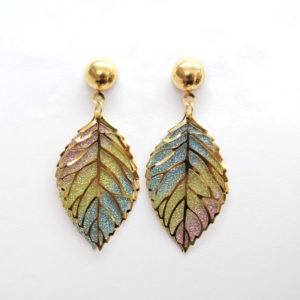 Multicolor Glitter Leaf Gold Chandelier Earrings-0
