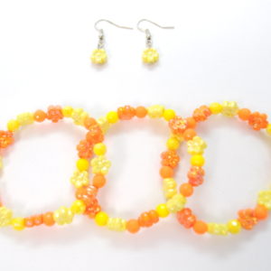 Orange And Yellow Floral Bracelet Set-0