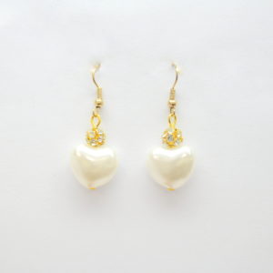Pearl And Gold Heart Chandelier Earrings-0