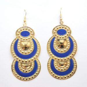 Blue And Gold Chandelier Earrings-0