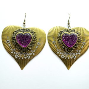 Purple Heart Chandelier Earrings-0