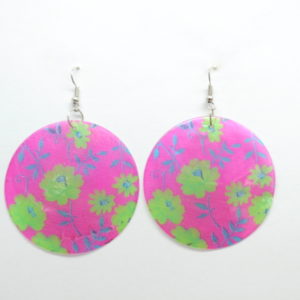 Pink Floral Round Chandelier Earrings-0
