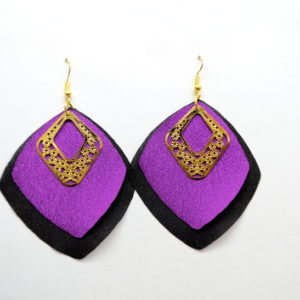 Purple Cloth Material Chandelier Earrings-0