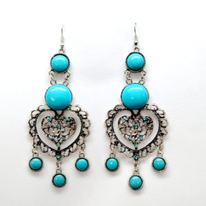 Blue And Silver Heart Shaped Earrings-0