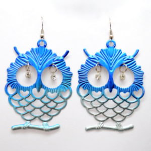 Blue Owl Chandelier Earrings-0