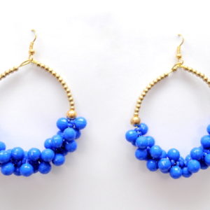 Royal Blue Disco Ball Beads Chandelier Earrings-0