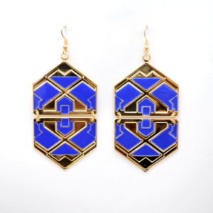 Blue And Gold Earrings -0