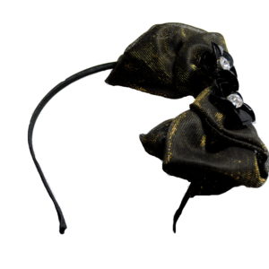 Black Bow With Gems Headband-0