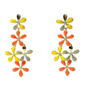 Yellow, Orange And Gold Flower Earrings-0