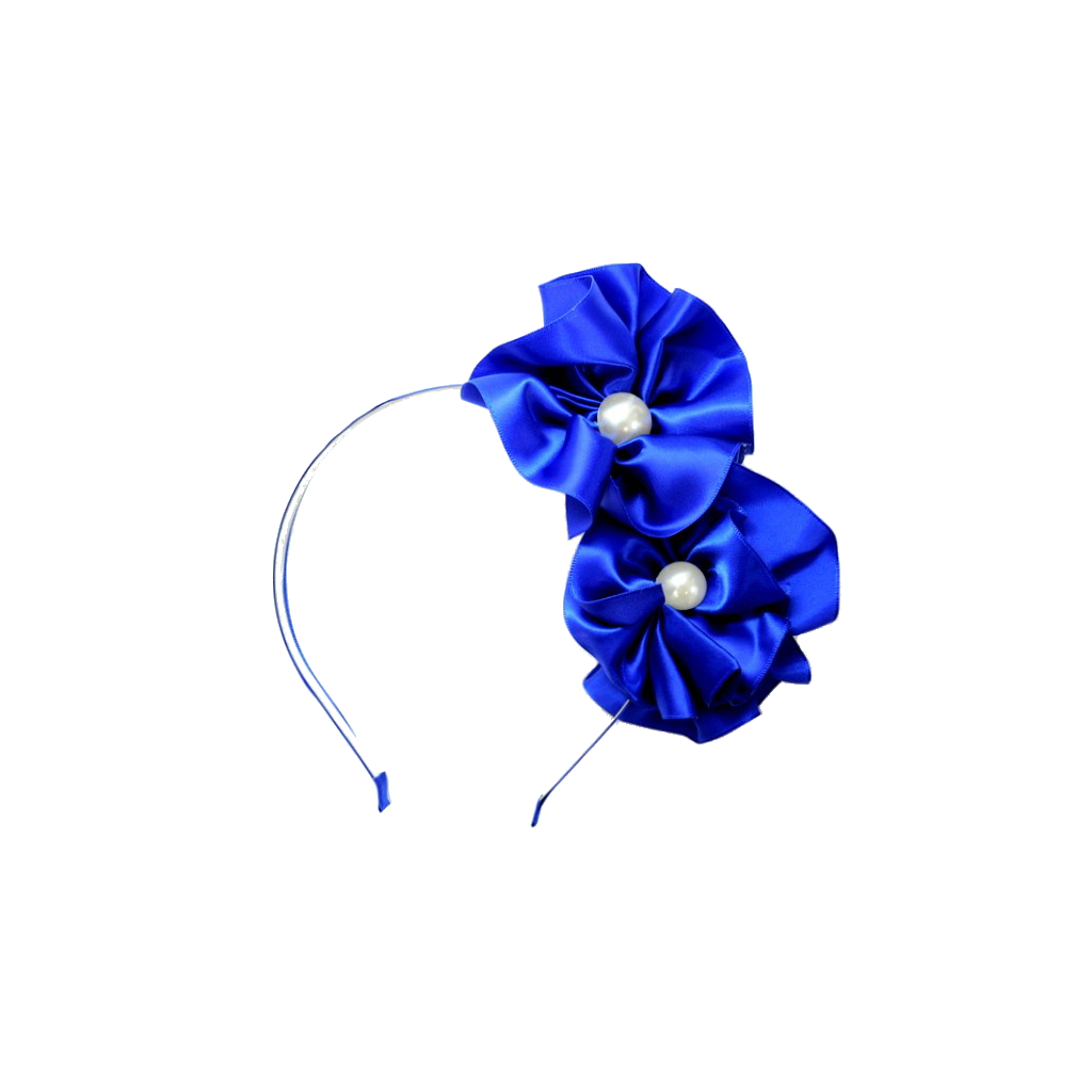 Royal Blue Flower With Pearl Head Band-0
