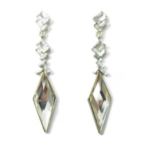 Crystal Drop Diamond Shape Earrings-0