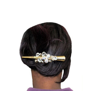 Gold With Silver Gems Hair Clip-0