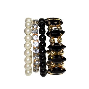 White, Black, Gold And Silver Bracelet Set-0