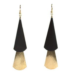 Black Matte And Gold Earrings -0