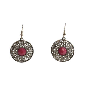 Pewter With Crimson Studs Earrings-0