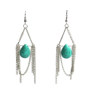 Silver And Turquoise Earrings-0