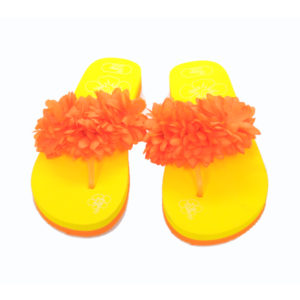 Orange And Yellow Flower Flip Flops-0